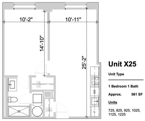 X25 - 1 Bed 1 Bath